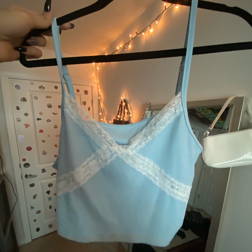 Blue Lacey crop top
